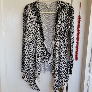 Chico's Black and White Leopard Print Cardigan